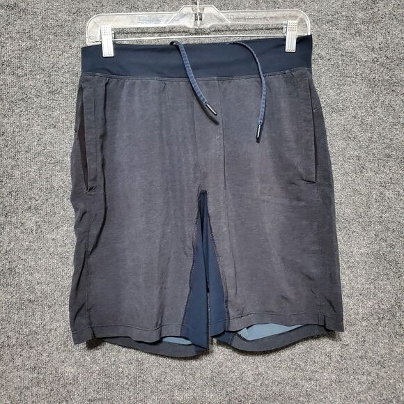 Lululemon Mens Drawstring Athletic Shorts Size Medium Navy Grey Casual Gym - Picture 7 of 16